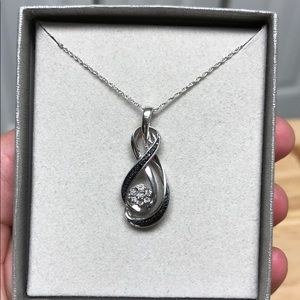 Zales Sterling Silver Black Diamonds Necklace